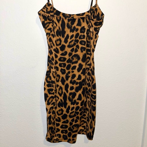 Cheetah Print, Black and Tan Mini Dress - Picture 2 of 3